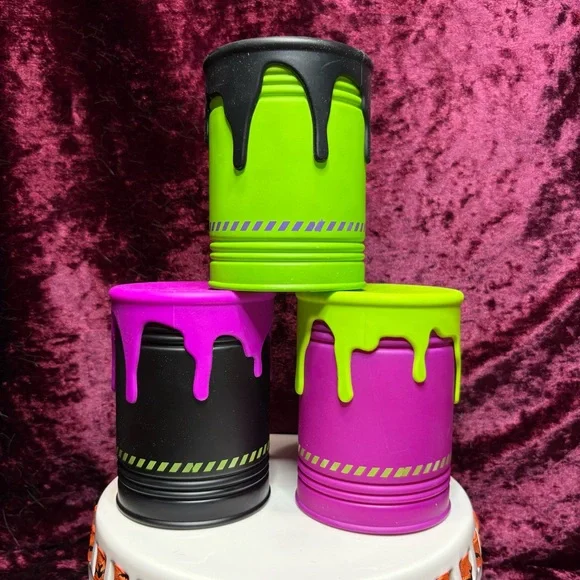 DW Home Halloween Spooky Season Toxic Waste Cans Oozing Candle Trio - Picture 3 of 12